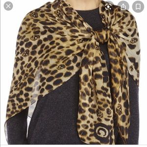 Alexander McQueen Leopard Skull Silk Chiffon Scarf